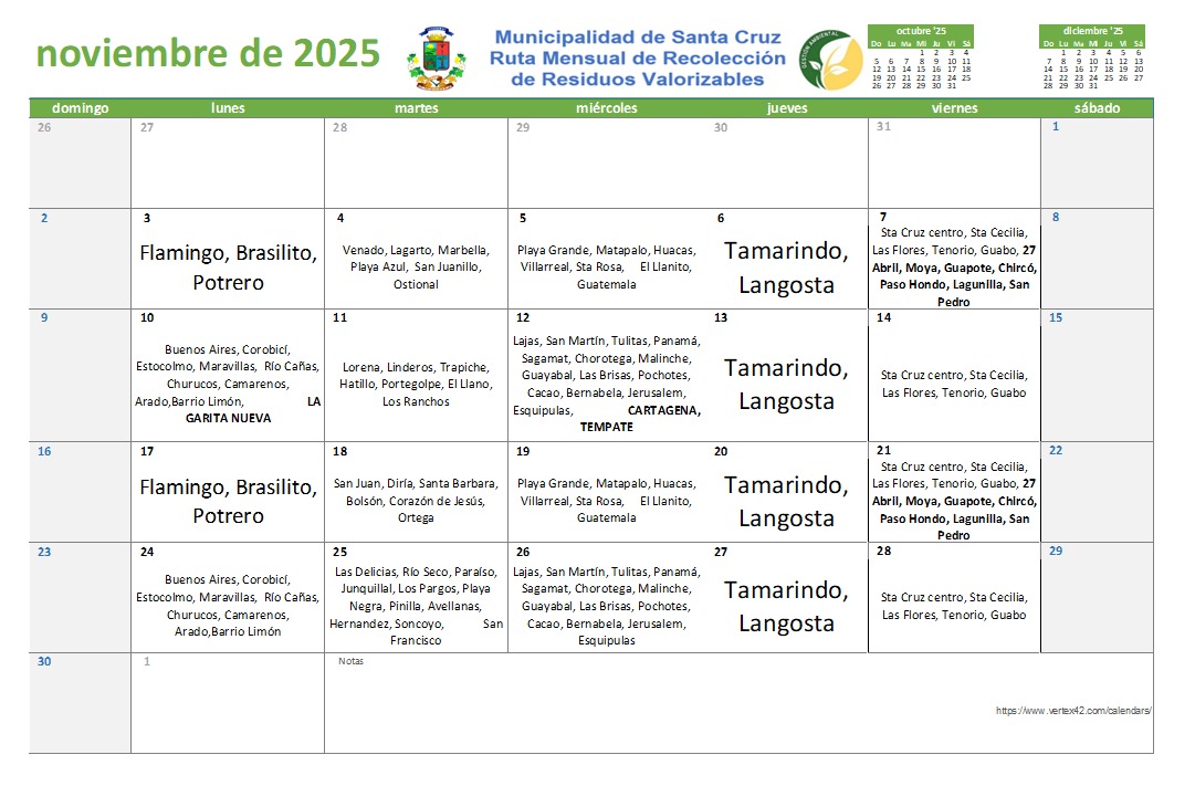 Recoleccion de reciclaje noviembre 2025